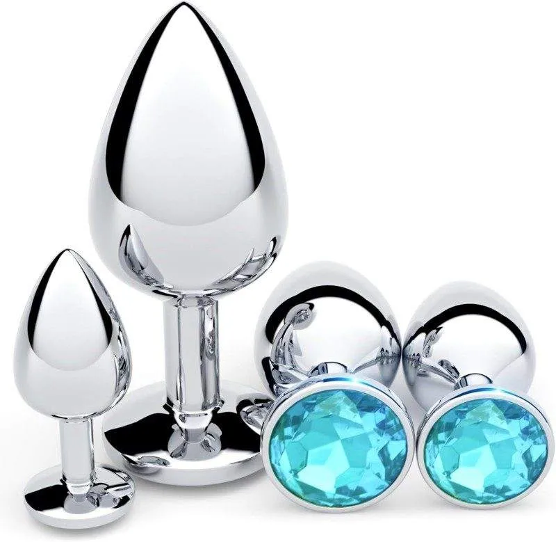 Jeweled metal anal plug set