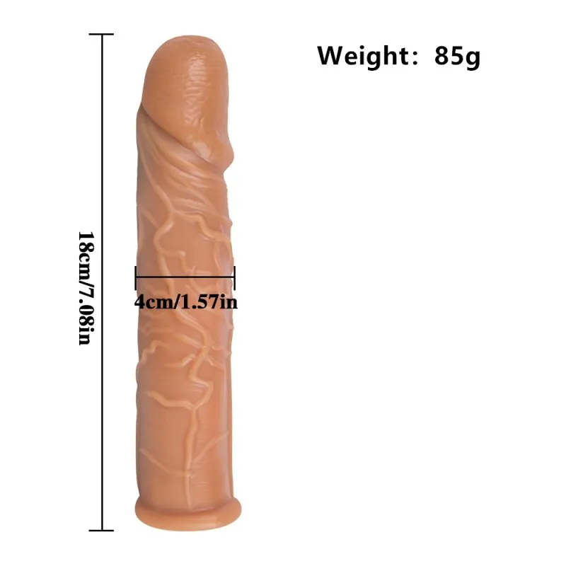 Realistic Penis Sleeve – 18 cm Hollow Flesh-Tone Sleeve with Firm Tip — image 2 of 7