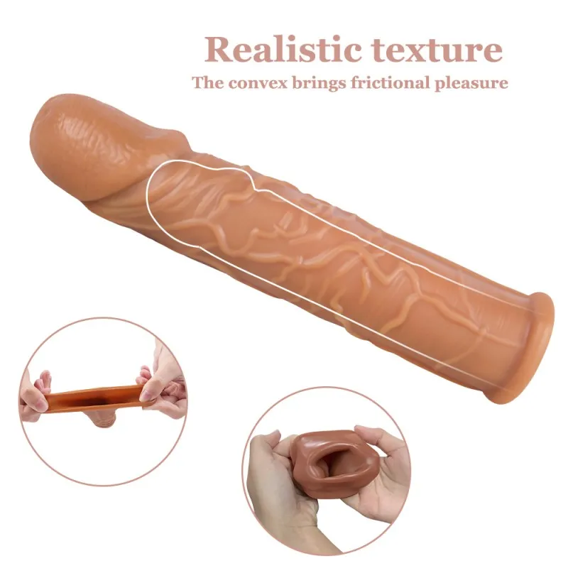 Realistic Penis Sleeve – 18 cm Hollow Flesh-Tone Sleeve with Firm Tip — image 6 of 7