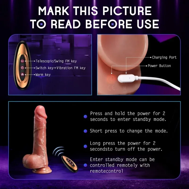Rechargeable Thrusting Dildo with Heating and Remote — image 2 of 12