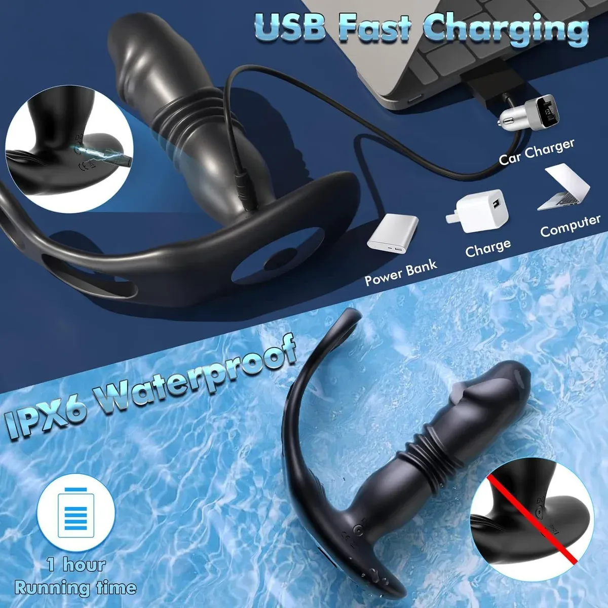 Remote Thrusting and Vibrating Plug with Dual Rings — image 16 of 19